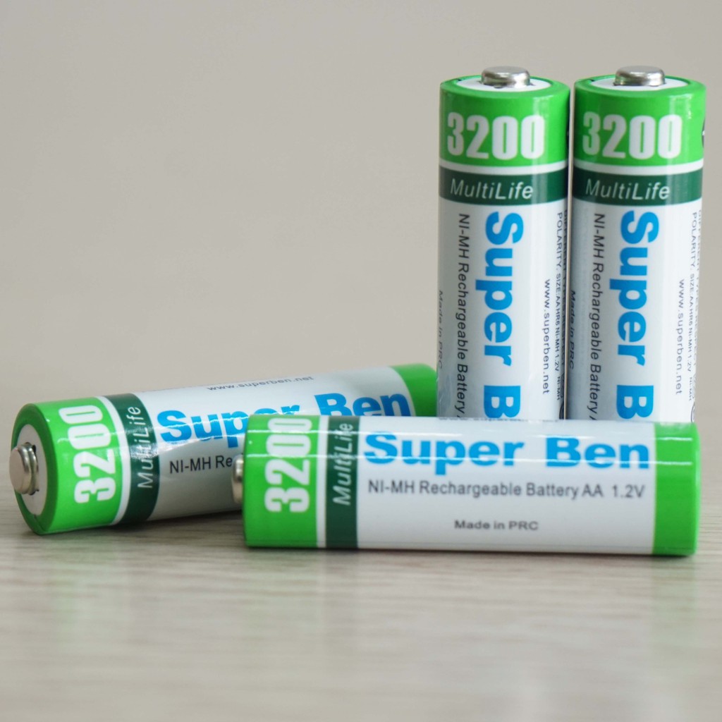 Pin và Sạc SuperBen Ni-MH AA vỉ 4 viên 2100mAh & 3200mAh Rechargeable