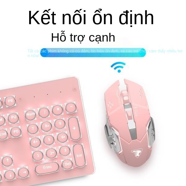 Bộ chuột và bàn phím cơ không dây Foregoer ba mảnh có thể sạc lại tai nghe laptop màu hồng | BigBuy360 - bigbuy360.vn