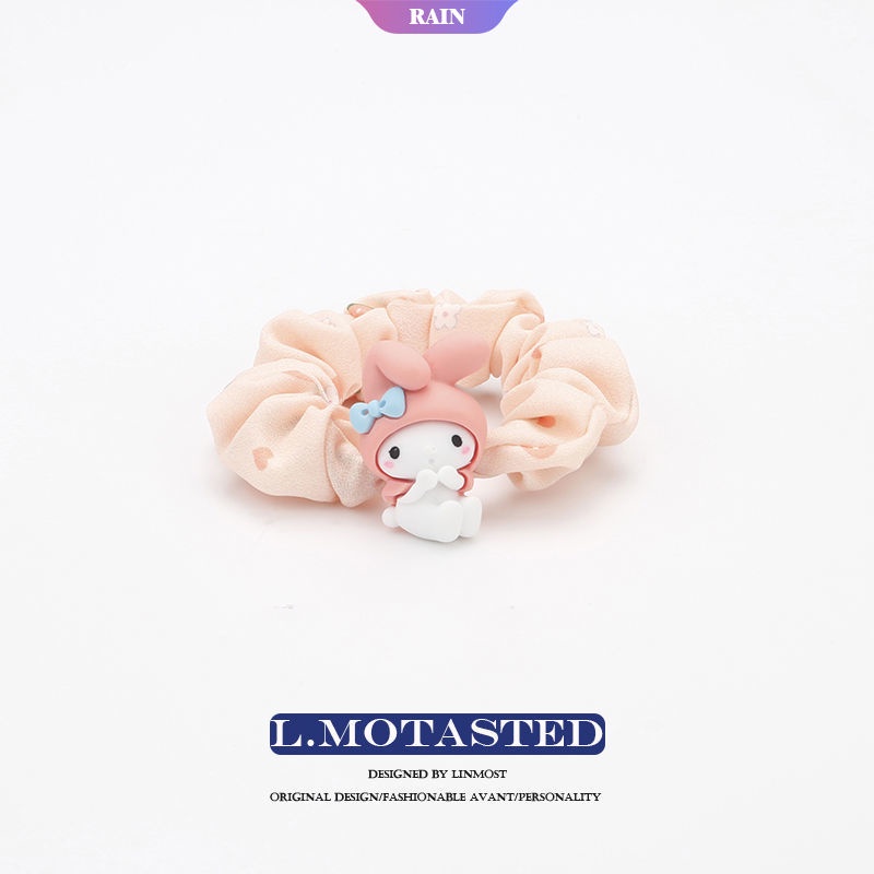 Mới Dây Buộc Tóc Co Giãn Màu Trơn Họa Tiết Sanrio Kuromi My Melody