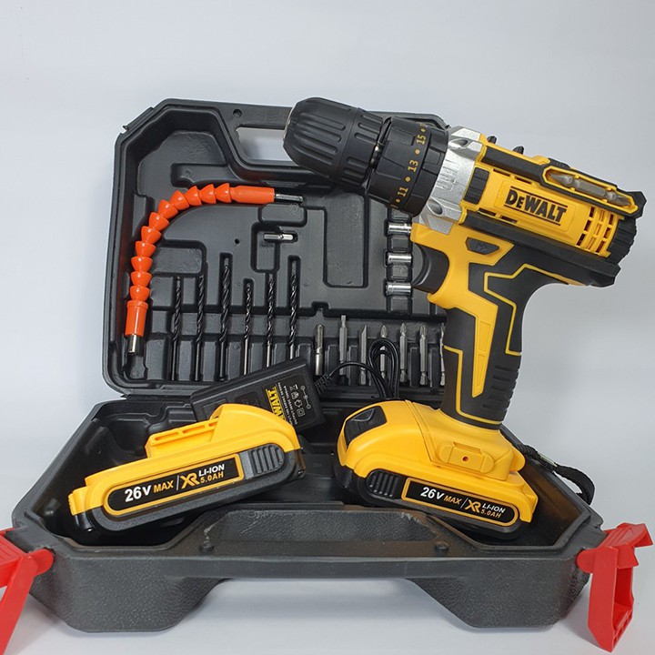 Máy khoan pin búa vặn vít DeWALT, khoan tường 26V cao cấp-Bảo hành 6 tháng