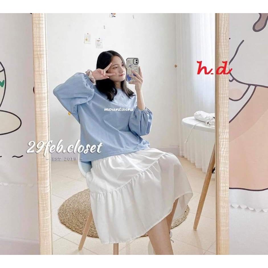 Sét áo chun tay Mount + chân váy 3 tầng HDA1120