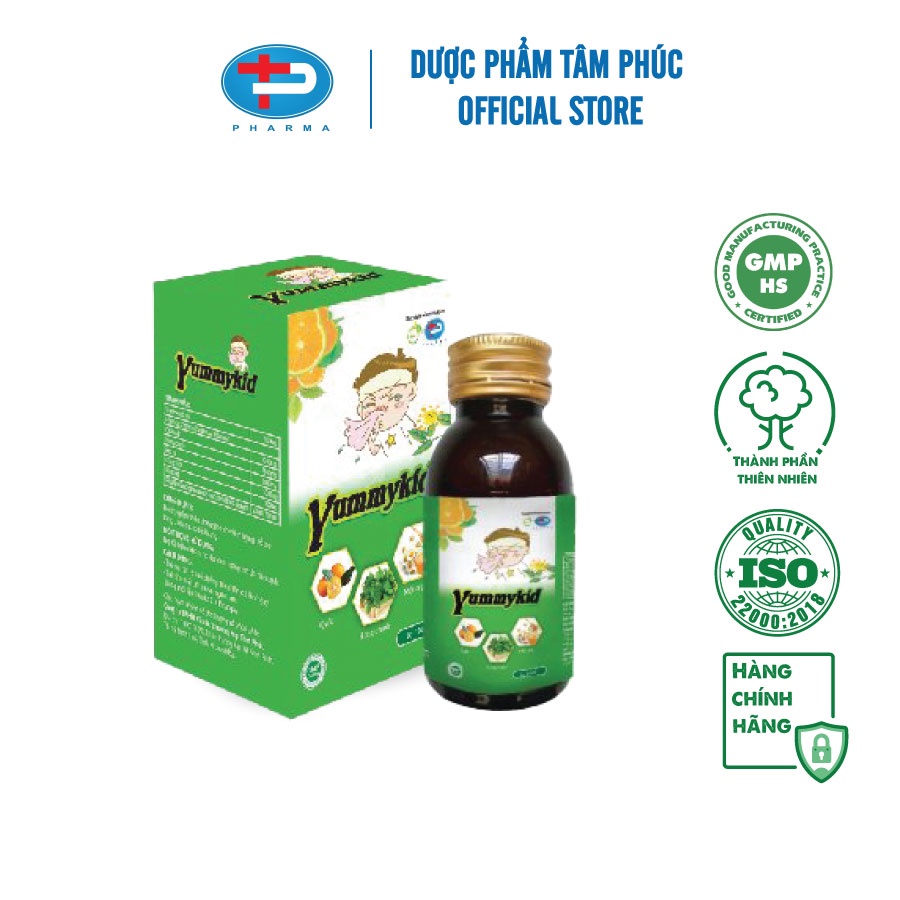 Siro Cho Bé TÂM PHÚC PHARMA Yummy Kid Hỗ Trợ Giảm Triệu Chứng Ho Do Viêm Họng Tăng Cường Sức Đề Kháng