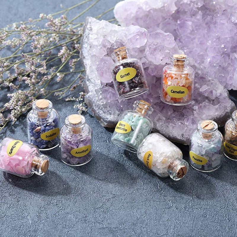 Aoto Bộ 9 Lọ Đá Quý Pha Lê Mini Chip Chữa Bệnh Bằng Đá Quý Reiki Wicca Bán Quý Decca