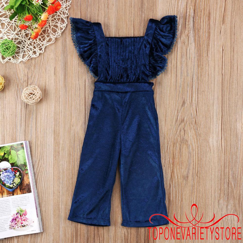 Jumpsuit Nhung Dài Hở Lưng Dễ Thương Cho Bé Gái