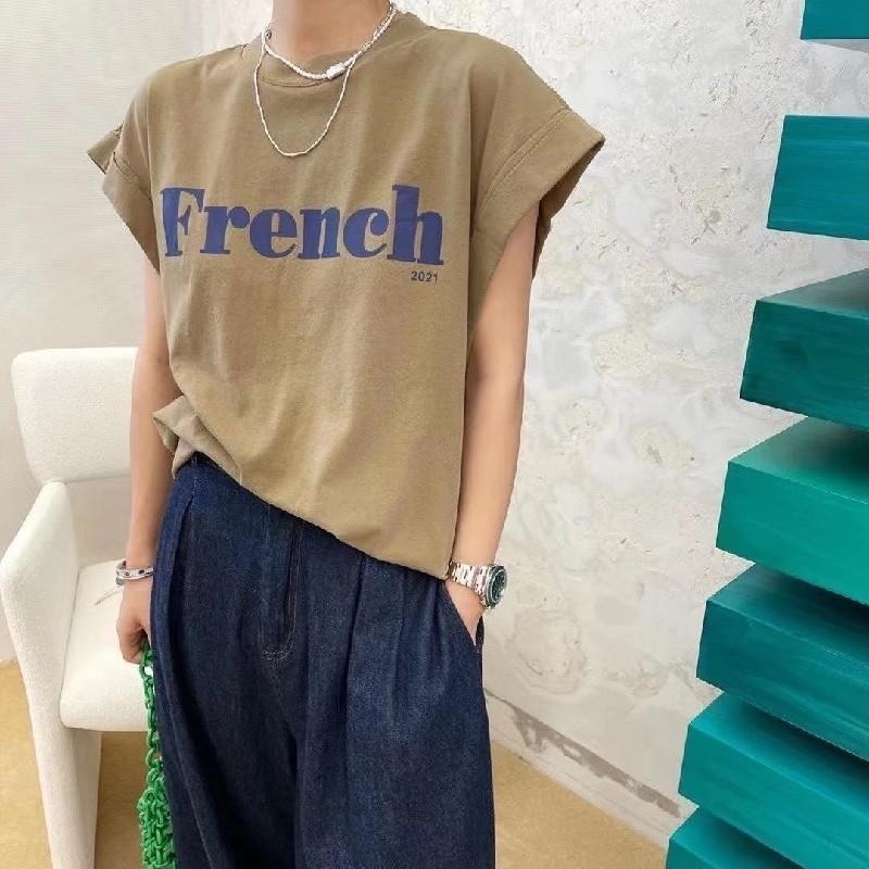 Áo Thun Nữ Không Tay In Chữ Thời Trang Mới