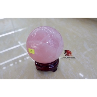 Bi cầu thach anh hồng nặng từ 1kg đến 2kg kèm đế gỗ