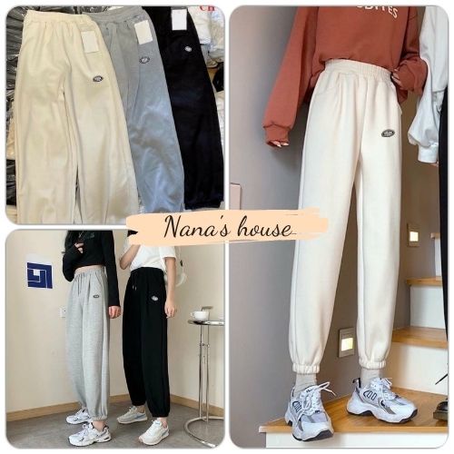 Quần Ống Boom Dream Nữ  Nana's House - FREESHIP  Jogger trơn dài form rộng bo gấu, cạp chun, đơn giản HOT TREND