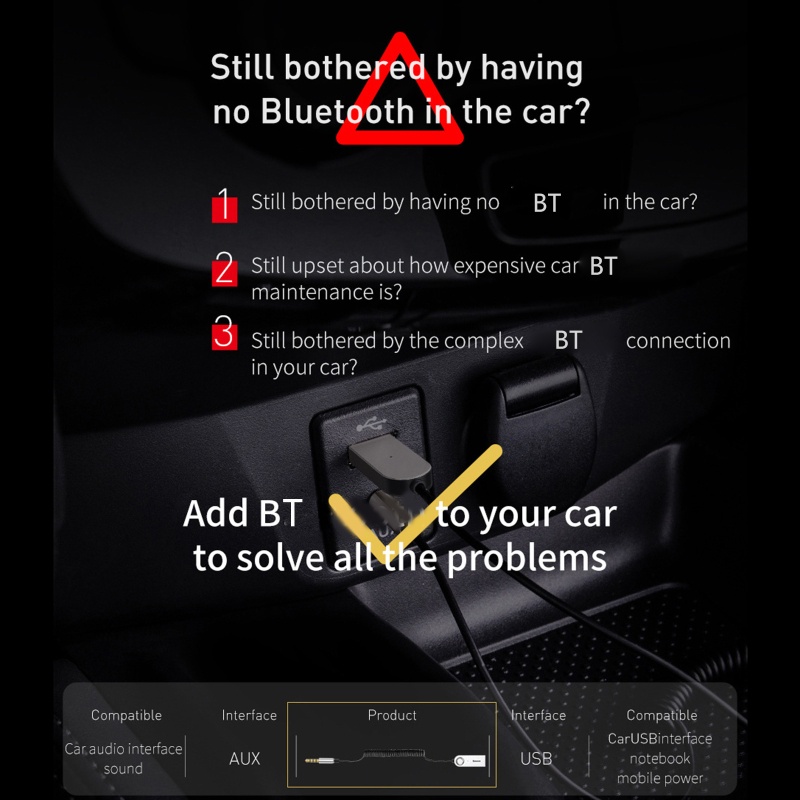 Bộ Thiết Bị Nhận Tín Hiệu Âm Thanh Bluetooth Jack Cắm 3.5mm Tích Hợp Micro Chuyên Dụng