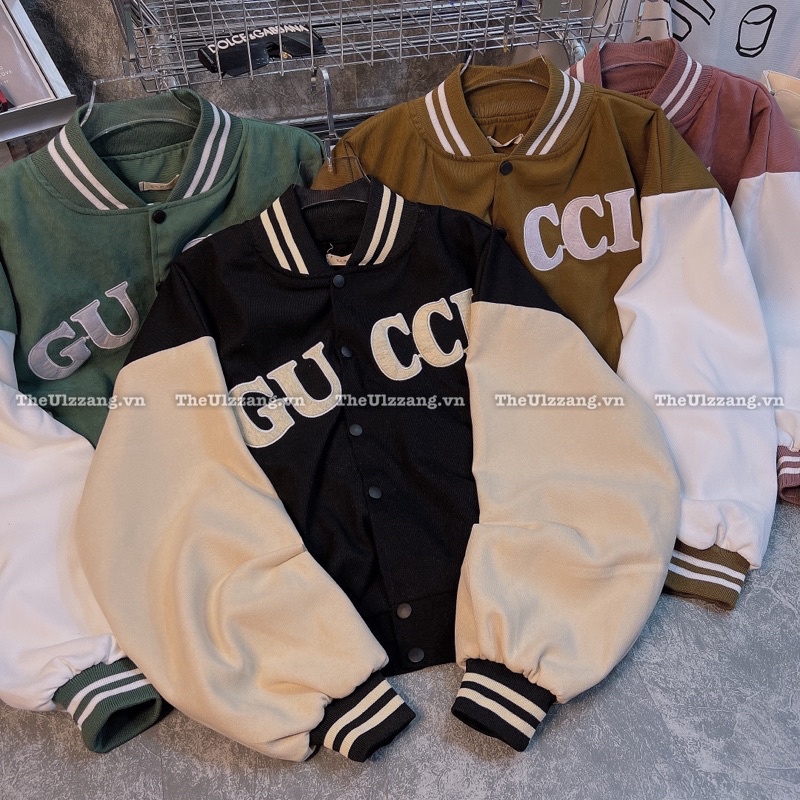 Áo khoác bomber quảng châu cao cấp form lửng nữ da lộn qc 2 lớp lửng thêu GU..Cll - DL2004