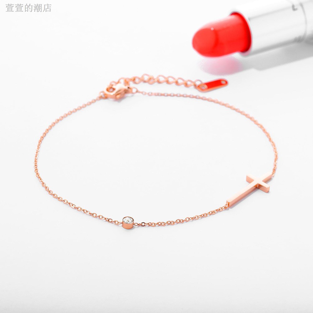 Lắc Chân Thép Titan Mạ Vàng Hồng Đính Đá Pha Lê Cổ Điển | BigBuy360 - bigbuy360.vn