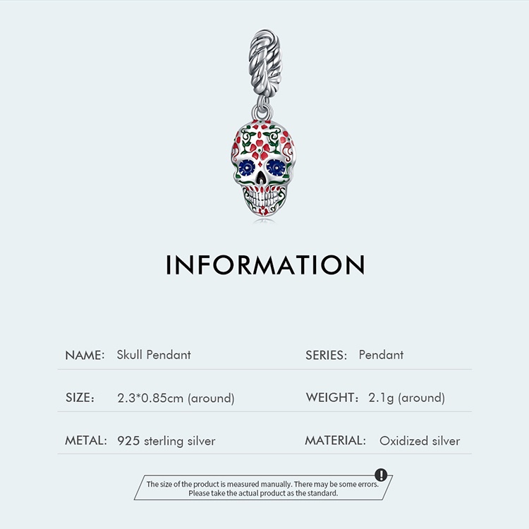 BAMOER Mặt Vòng cổ Hình Đầu Lâu bạc 925