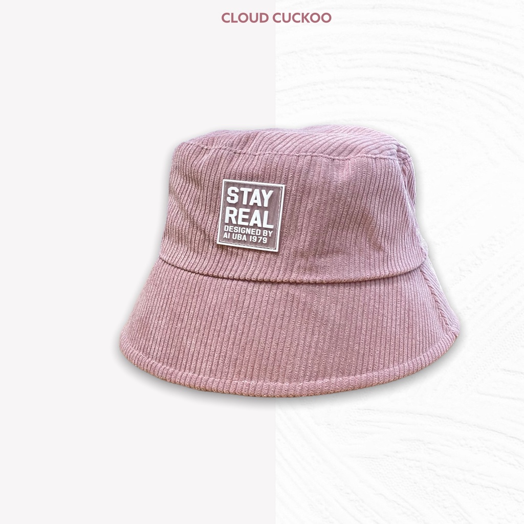Mũ Bucket Hat Xô Chất Nhung Tăm Logo Stay Thời Trang - Mã Số: MBK04086
