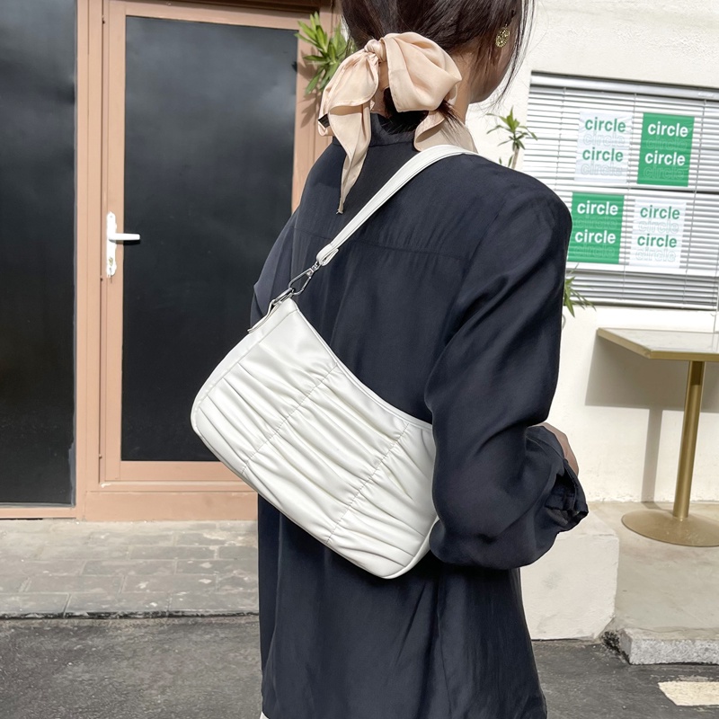 Túi Đeo Vai / Kẹp Nách 2 Ngăn Màu Trắng Phối Dây Xích Thời Trang Cho Nữ IELGY