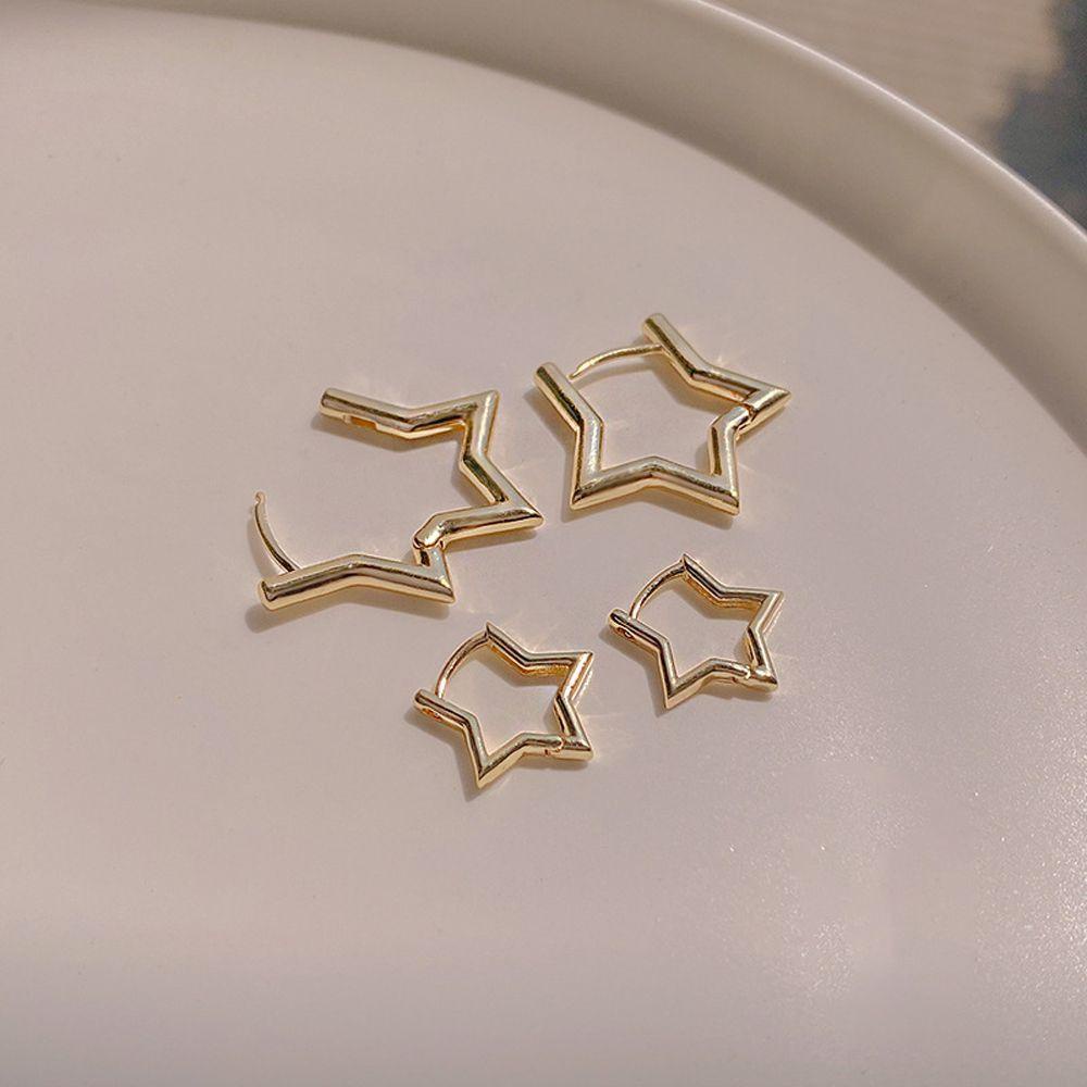 Khuyên Tai Thiết Kế Đơn Giản Độc Đáo Cho Nữ|Nhẫn Kim Loại Hình Ngôi Sao Sang Trọng