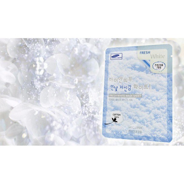 [Mã FMCGMALL - 8% đơn 250K] Combo 10 Mặt nạ tuyết dưỡng trắng da 3W Clinic Fresh White Mask Sheet 23g x 10