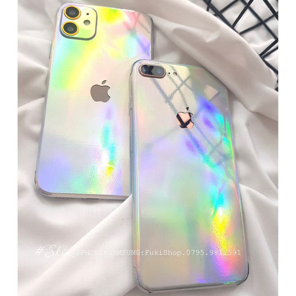 IPHONE]Tấm Dán Skin mặt sau FULL VIỀN Hologram Rainbow Cho 5 6 7 8 6plus 7plus 8plus X XS XR XSMAX 11 PRO MAX 12 PRO MAX