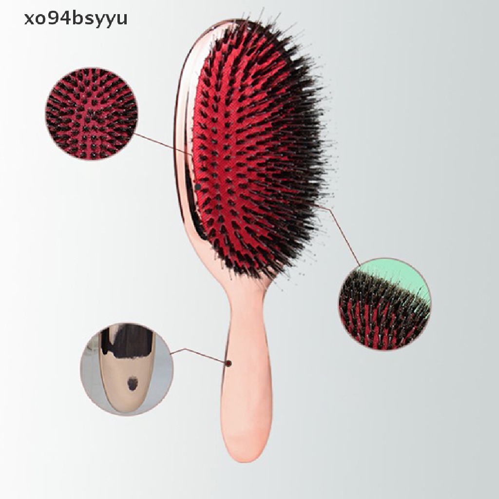 [Hàng mới về] Lược chải tóc hình oval màu vàng và bạc sang trọng chống tĩnh điện có thể mát xa