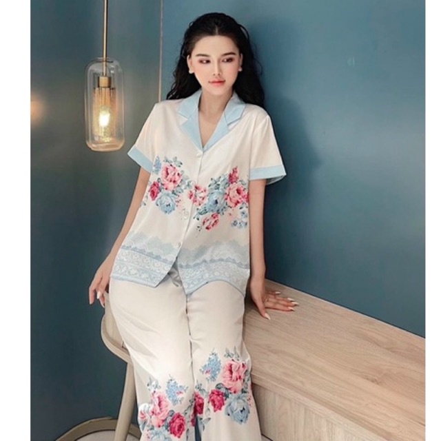 New BỘ PIJAMA LỤA CAO CẤP TAY NGẮN TRẦU BÀ