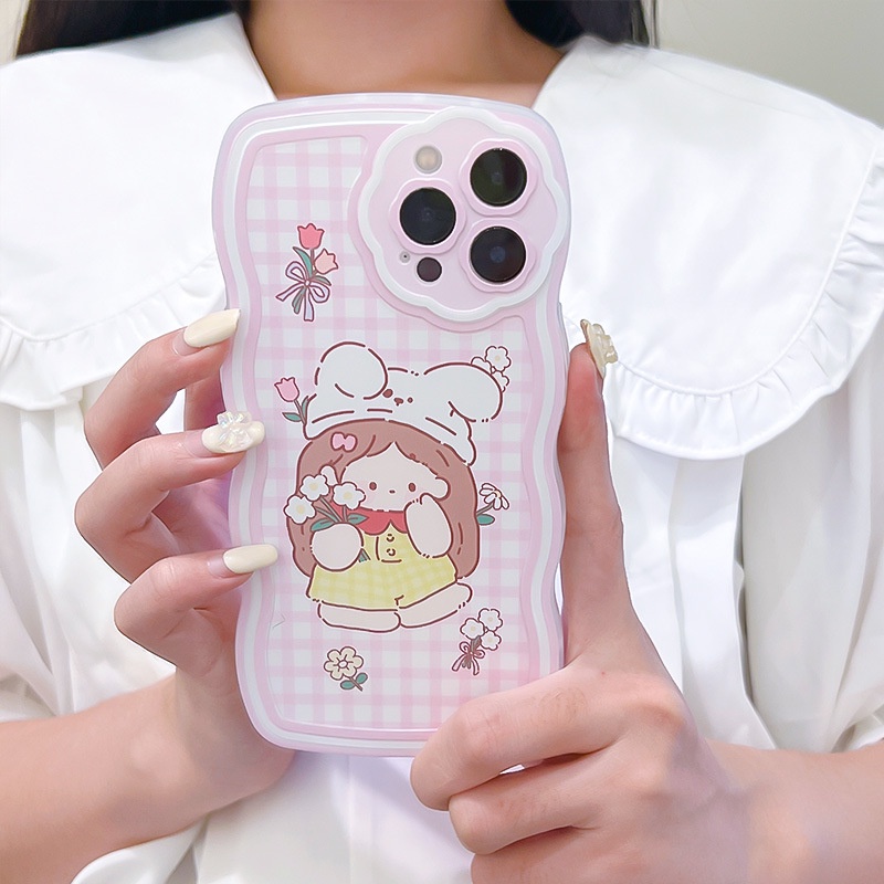 Ốp Điện Thoại Hình Cô Gái Và Hoa Xinh Xắn Cho for iphone 7 / 7plus / 8 / 8plus / xs / 11 / 12 / 13 / 14 / pro / max / plus / promax
