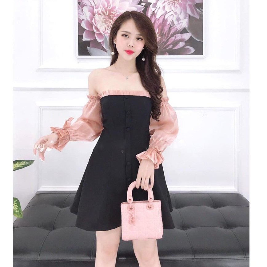 Đầm dự tiệc trễ vai tay voan sang trọng thanh lịch | BigBuy360 - bigbuy360.vn