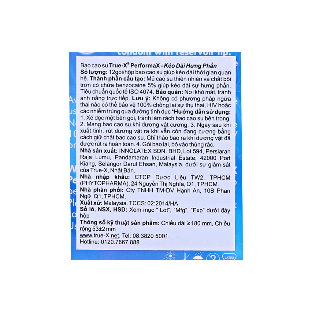 Bao cao su True-X performaX kéo dài thời gian