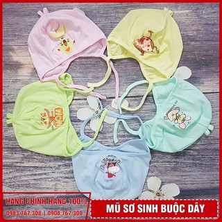Mũ Sơ Sinh Cotton Buộc Dây