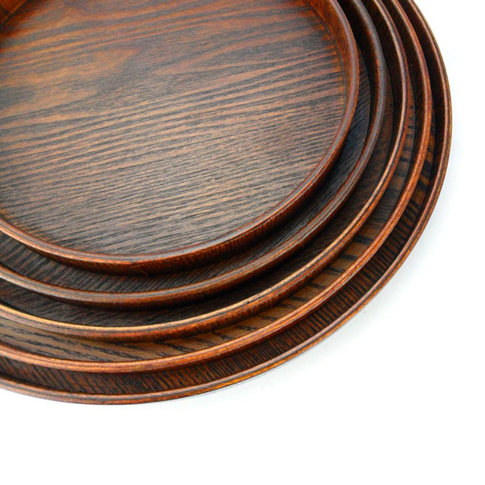 Khay trà thức ăn nhẹ bằng gỗ hình tròn nhiều màu sắc tùy chọn 21cm/ 24cm/ 27cm/ 30cm