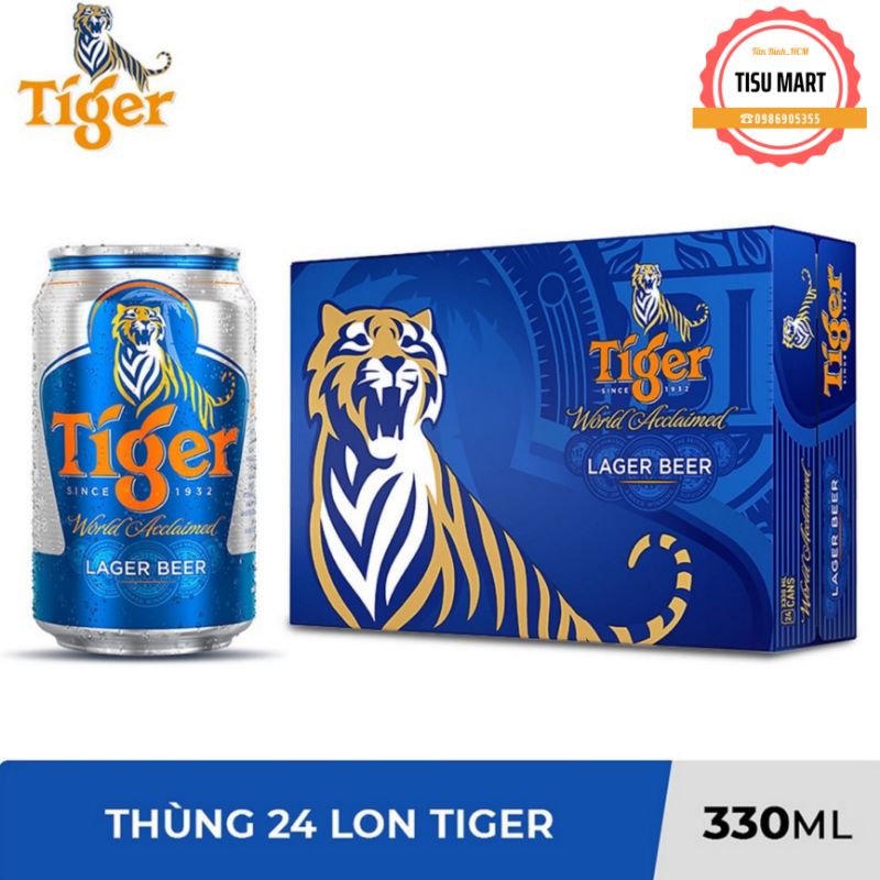 Thùng bia Tiger 24 lon 330ml mẫu mới