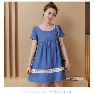 Váy bầu giả bò phối ren cổ