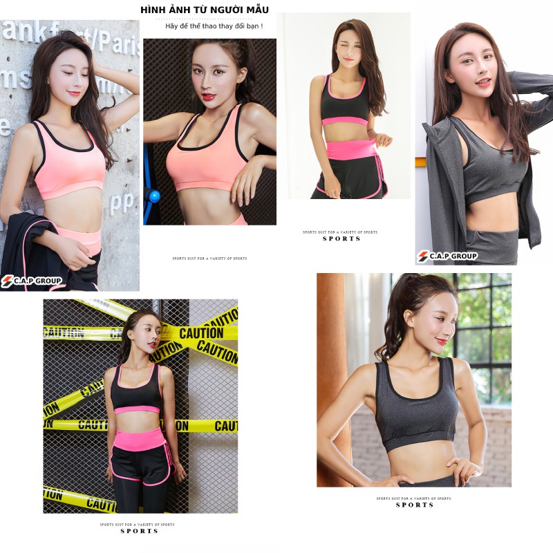 Bộ quần áo tập Yoga Gym nữ đồ tập Aerobic Thể thao siêu Hot hàng cao cấp - Set Quần đùi + Áo Bra