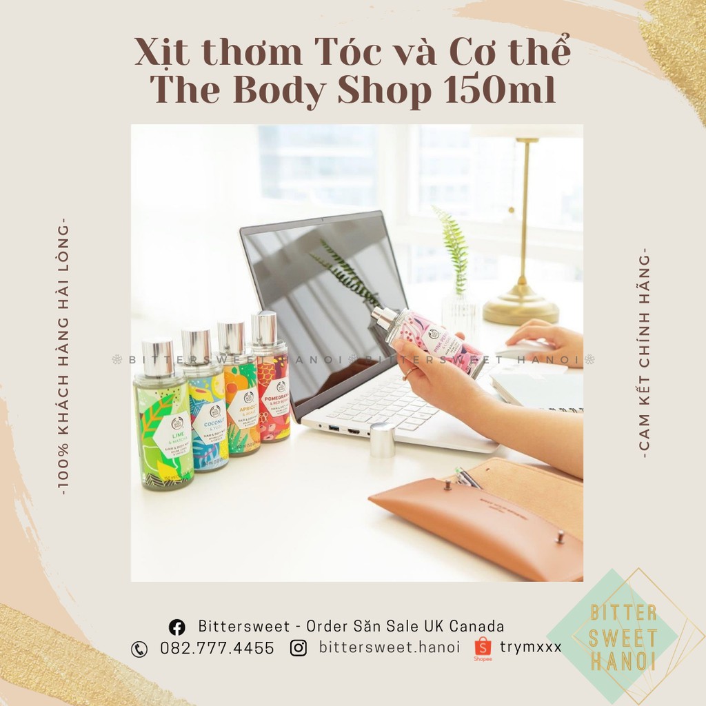 Xịt thơm Nước Hoa Cho Tóc &amp; Cơ Thể THE BODY SHOP HAIR AND BODY MIST 150ML