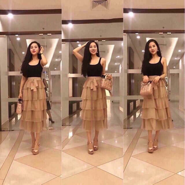 Chân váy nhiều tầng dài hàng đẹp QC