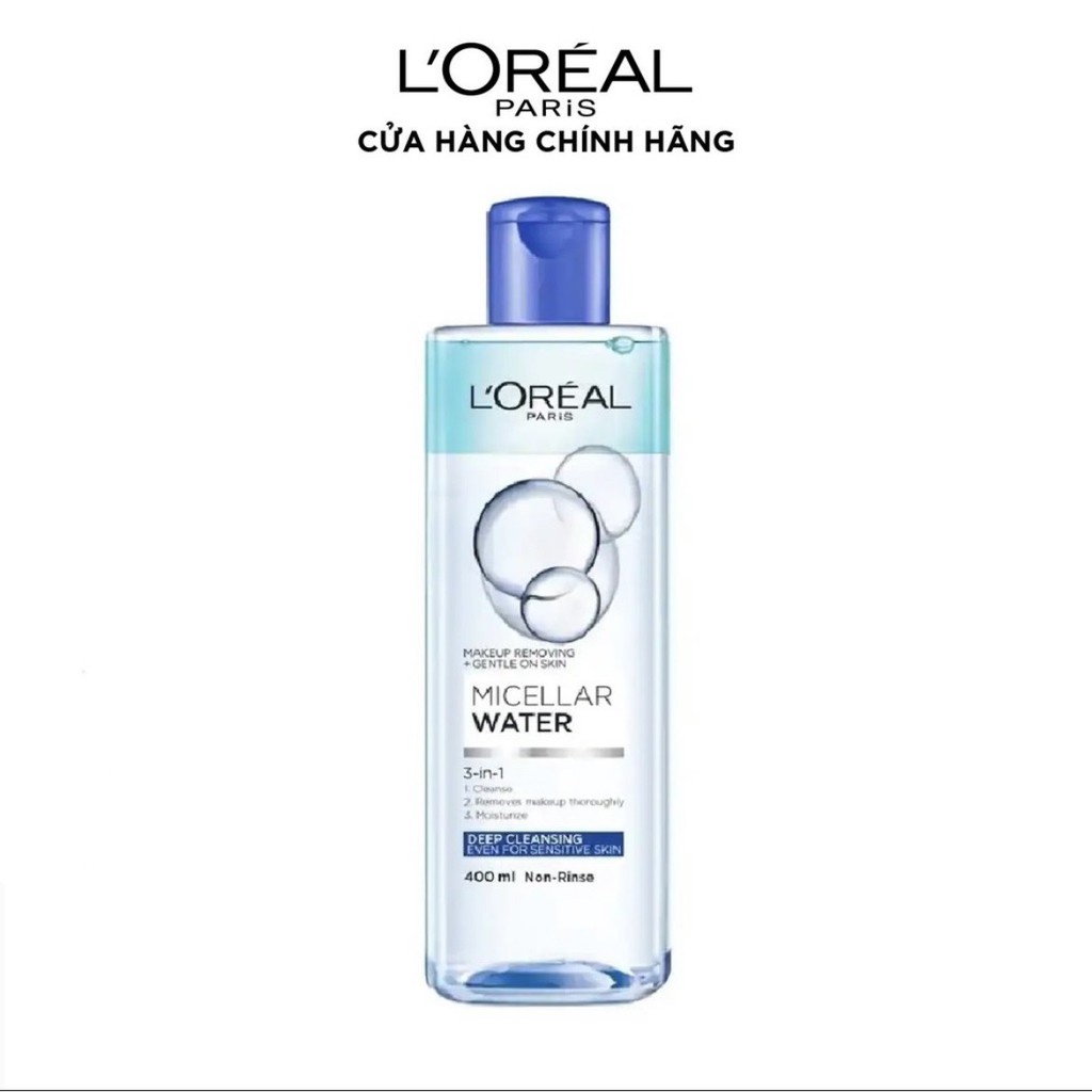 [ TẶNG BÔNG TẨY TRANG ] Nước tẩy trang cho mọi loại da L'Oreal Paris 3-in-1 Micellar Water 400ml