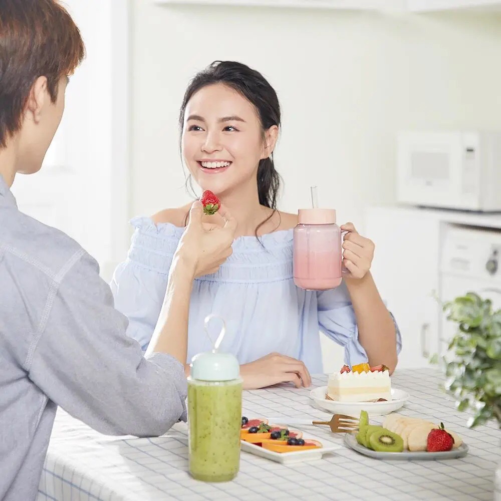 Máy xay sinh tố BEAR 2 cốc màu hồng / xanh cầm tay cao cấp bảo hành 12 tháng