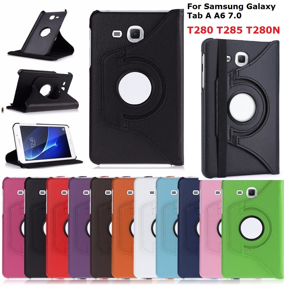 Bao da máy tính bảng da PU có đế xoay 360 độ cho Samsung Galaxy Tab A A6 7.0 2016 SM-T280 T285