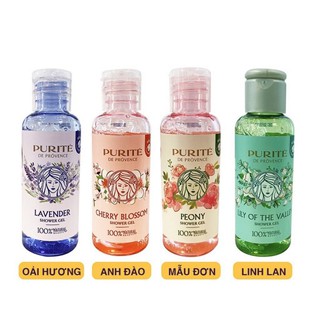 Combo 4 chai sữa tắm mini hương hoa Purite