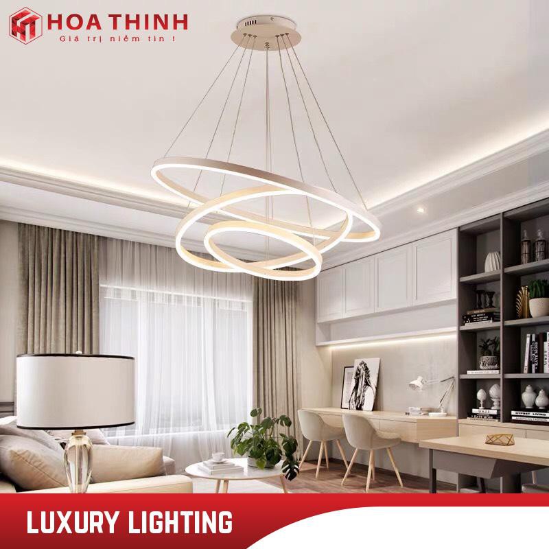 (Bảo hành 2 năm) Đèn thả led trang trí  3 vòng 3 chế độ ánh sáng, trang trí phòng khách cực sang