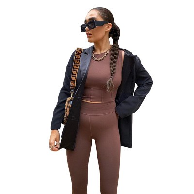 Sale 70% Set Đồ Thể Thao Sát Nách Thời Trang Âu Mỹ 2020 Cho Nữ, Brown s Giá gốc 370000đ - 89A17-2