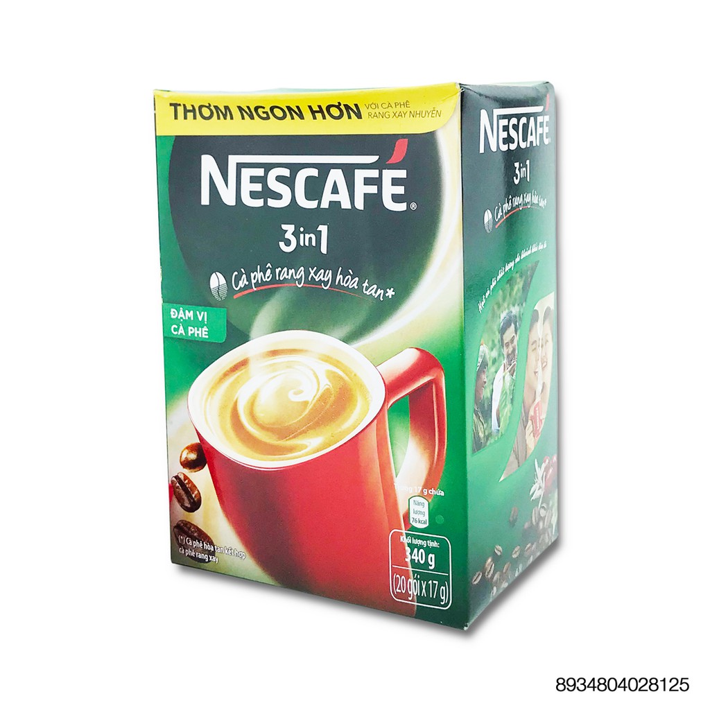 NESCAFÉ 3in1 Cà phê rang xay hòa tan Đậm vị cà phê - Hộp 20 gói x 17G