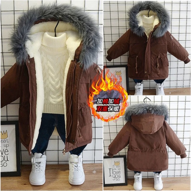 Parka lót lông cho bé