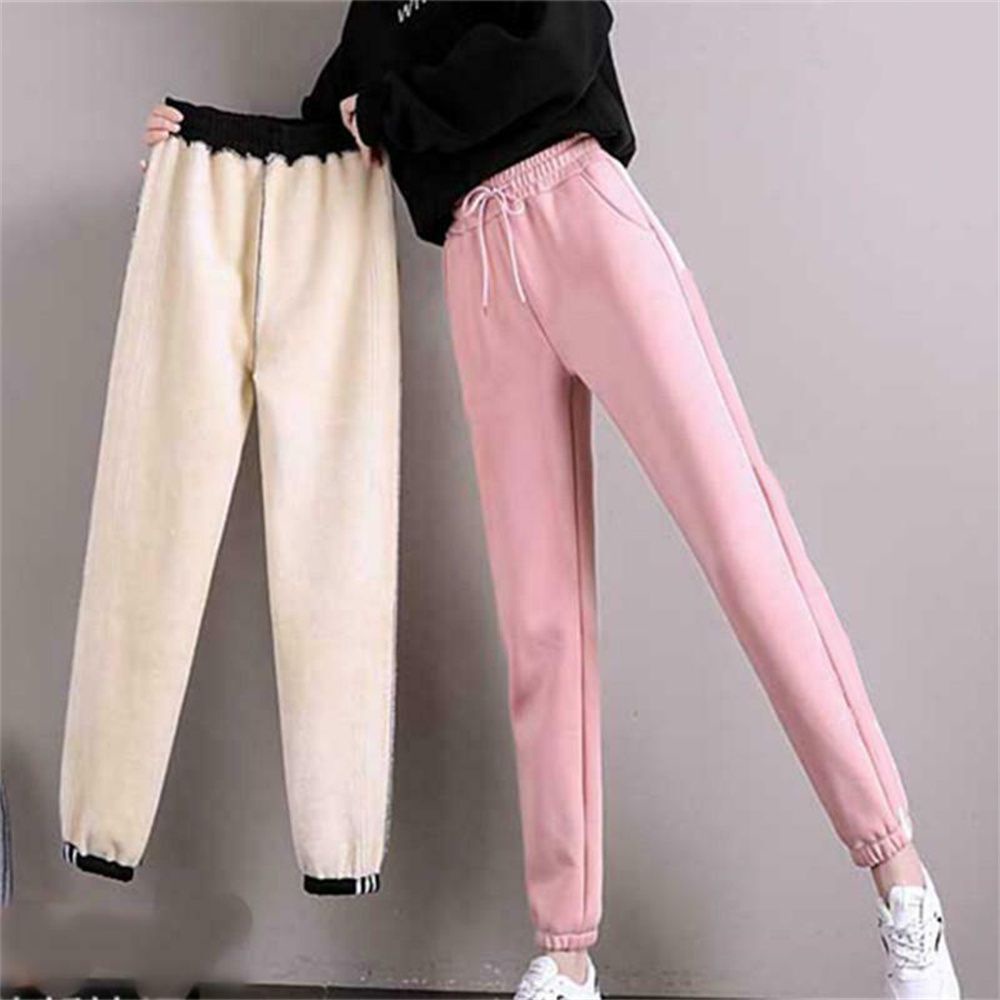 Bebetterm 1Pc Fashion Warm Casual Pant Thick Trousers Stretchy Lamb Wool Fleece Lined Warm Casual Pants