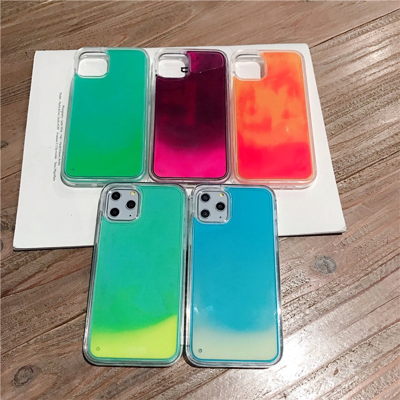 Ốp Điện Thoại Cát Neon Lấp Lánh Phát Sáng Sang Trọng Cho iPhone 14 13 12 11 Pro Max XS XR 8 Plus
