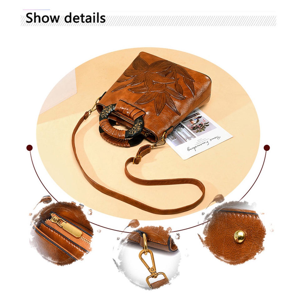 Túi Xách Da Họa Tiết Hoa Thời Trang Sang Trọng Cho Nữ