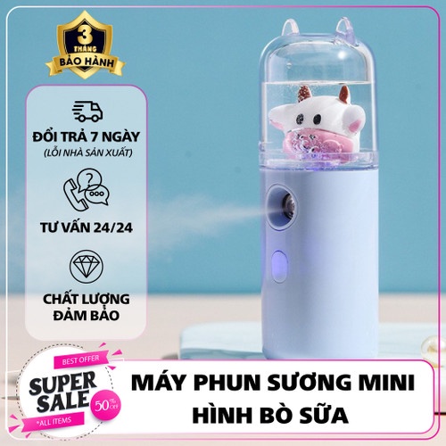 (ANNE BEAUTÉ) Máy Phun Sương Tạo Ẩm NaNo Mini Giữ Ẩm Cho Da - Hình Bò Sữa Đáng Yêu