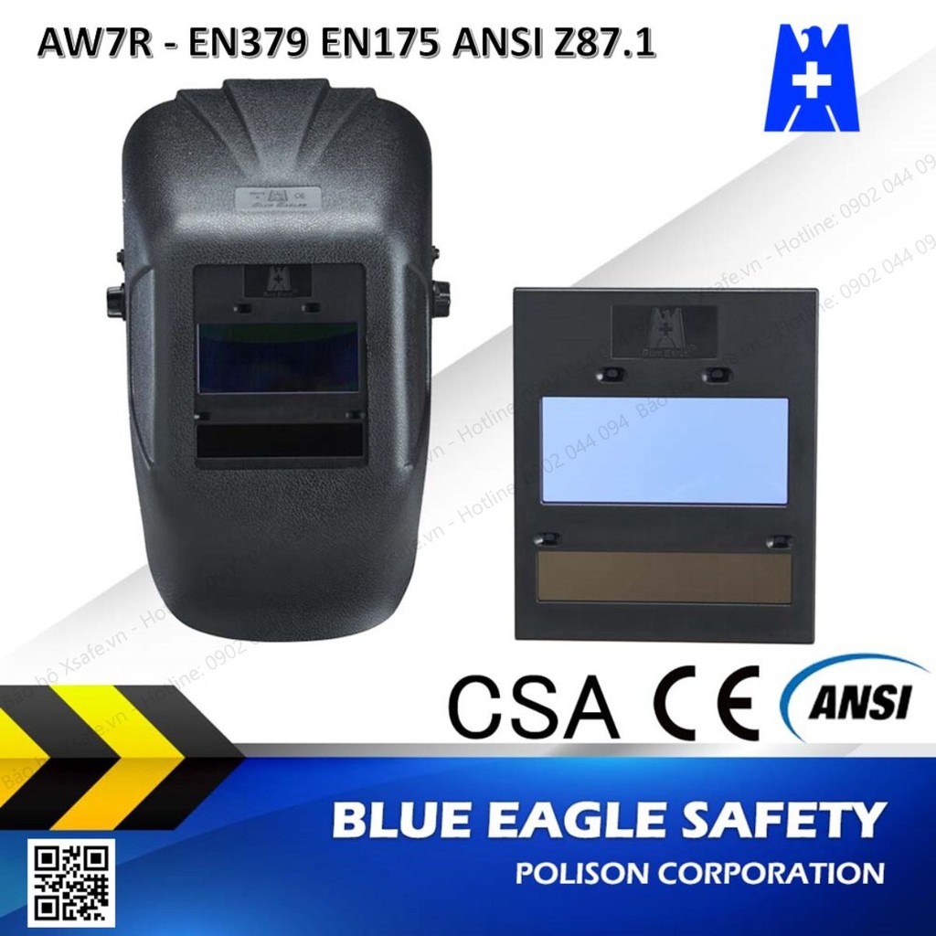 Mặt nạ hàn tự động Blue Eagle AW7R dùng pin sạc, kính hàn điện tử đa cảm biến, mặt kính lớn, điểu chỉnh ánh sáng