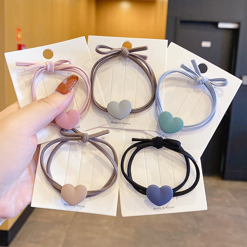 Dây Buộc Tóc Cao Su Họa Tiết Trái Tim Nhỏ Dễ Thương Đơn Giản Cho Trẻ Em