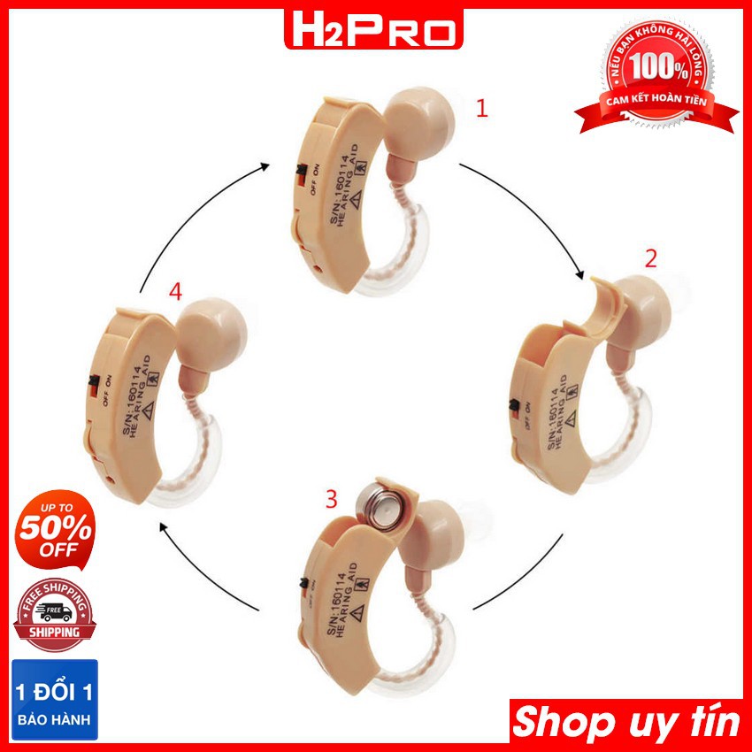 Máy Trợ Thính Không Dây 909 Cho Người Già, Người Điếc Đeo Vành Tai Cao Cấp, Tiếng Rõ Lọc Ồn, Tặng 2 Pin-H2Pro Tech