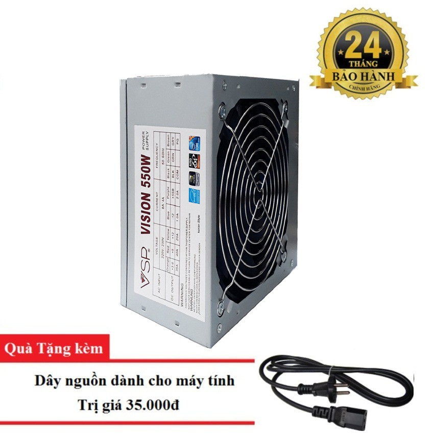 [Mã ELFLASH3 hoàn 10K xu đơn 20K] NGUỒN VSP 550W + tặng kèm dây nguồn