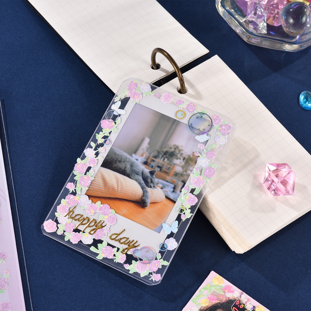 Tấm sticker bling bling lấp lánh họa tiết hoa decor toploader, trang trí