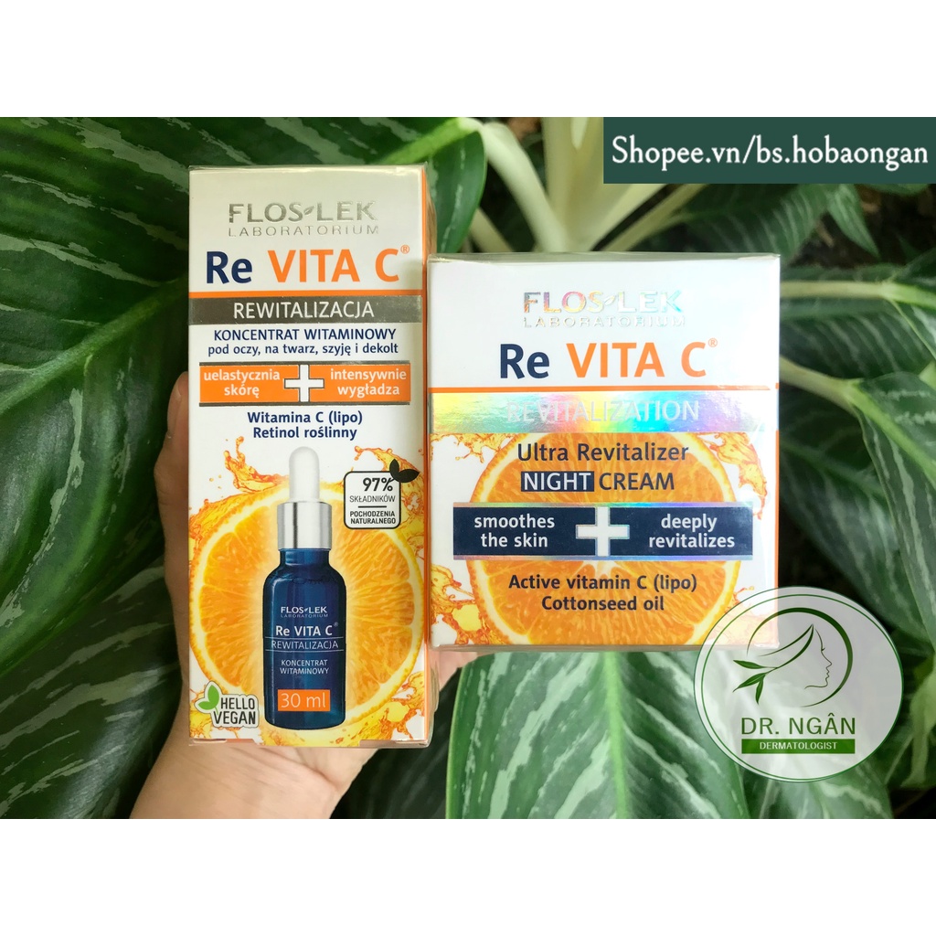 Tinh chất serum Retinol+Vitamin C+Focogel làm sáng, giảm nhăn và trẻ hóa da - ReVita C Floslek 30ml